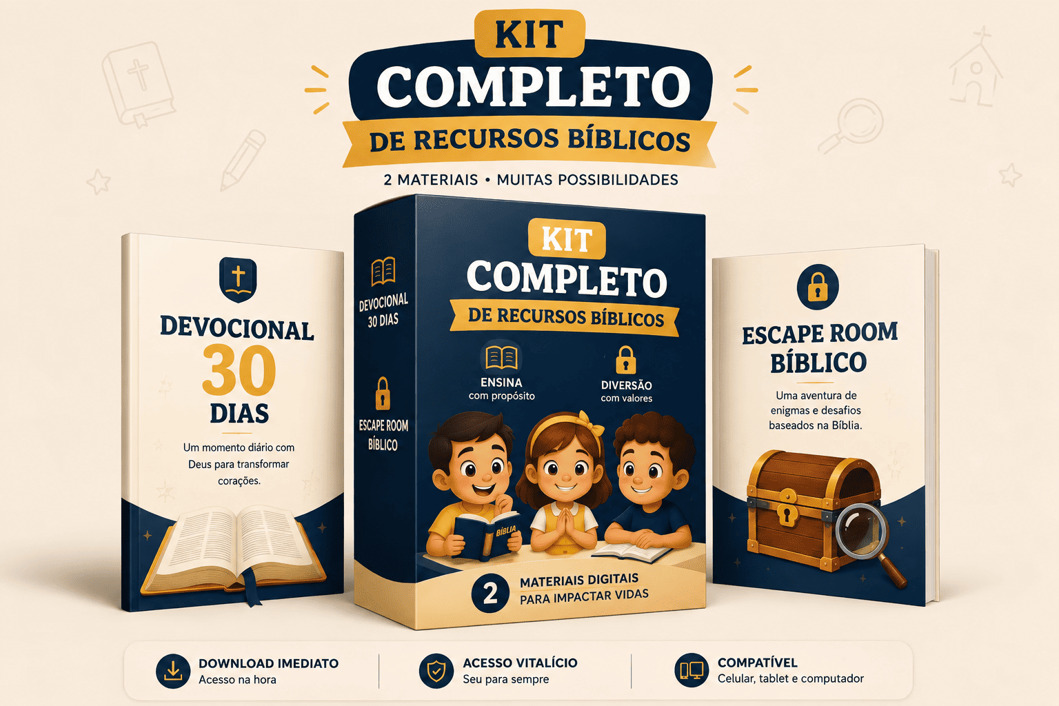 Capas dos dois materiais do Kit Completo de Recursos Bíblicos